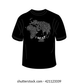 T-shirt design with World map point. Vector illustration