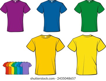 T-shirt with different colors on a white background on the front and back the color is easy change