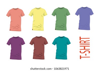 t-shirt different colors realistic vector illustration isolated
