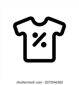 T-shirt discount icon, simple vector line style, editable strokes