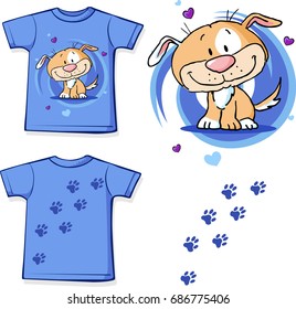 t-shirt with dog - cute vector illustration design