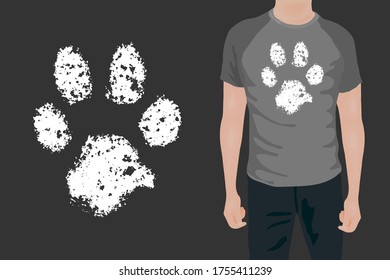 T-shirt dog footprint. Vector stock illustration eps 10. 