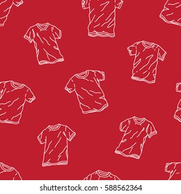 T-shirt Doodle Seamless Pattern red