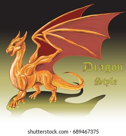 T-shirt dragon style background. 
The Vector logo dragon for T-shirt design or outwear.  Hunting  style background.