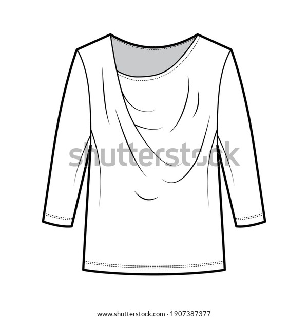 Tshirt Draped Technical Fashion Illustration Long Stock Vector (Royalty ...