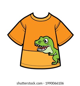 T-shirt with drawing tyrannosaurus for boy color variation for coloring on a white background
