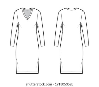 Dress Fashion Flat Sketch Template Stock Vector (Royalty Free ...