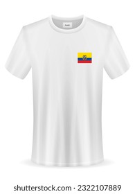 Tshirt with Ecuador flag on a white background. Vector illustration.