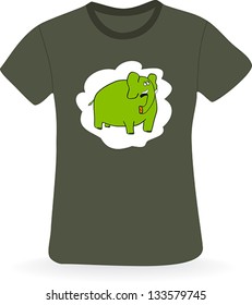 T-shirt with elephant. vector illustration