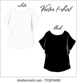 t-shirt empty white and black vector front sideempty