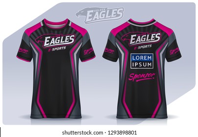 t-shirt e-sport design template, Soccer jersey mockup for football club. uniform front and back view.