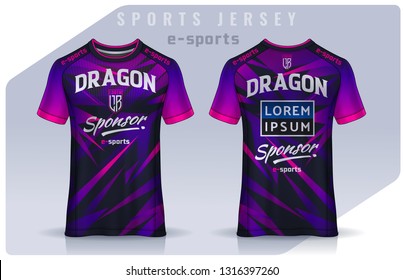 t-shirt e-sport design template, Soccer jersey mockup for football club. uniform front and back view.