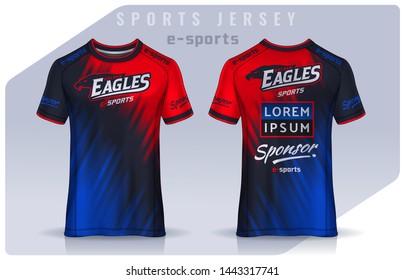 t-shirt e-sport design template, Soccer jersey mockup for football club. uniform front and back view.