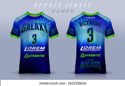 t-shirt e-sport design template, Soccer jersey mockup for football club. uniform front and back view.