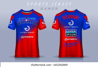 t-shirt e-sport design template, Soccer jersey mockup for football club. uniform front and back view.