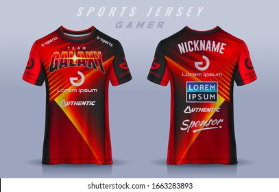 t-shirt e-sport design template, Soccer jersey mockup for football club. uniform front and back view.