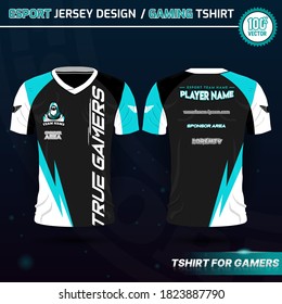 T-shirt for e-sport design template, Soccer jersey mockup for football club. Gaming uniform front and back view