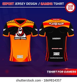 T-shirt for e-sport design template, Soccer jersey mockup for football club. Gaming uniform front and back view