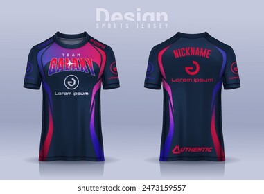 t-shirt e-sport design template, Soccer jersey mockup for football club. uniform front and back view.