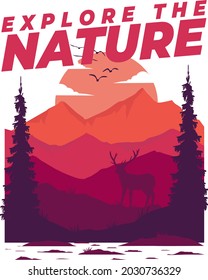 T-shirt explore the nature mountain illustration