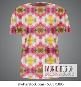 T-shirt fabric design made of abstract fractal pattern, pattern included
