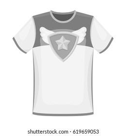 T-shirt fan with print.Fans single icon in monochrome style vector symbol stock illustration.