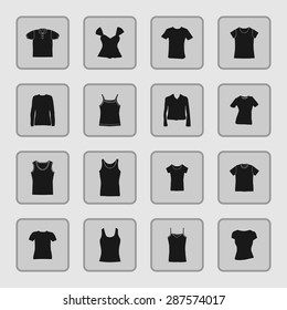t-shirt fashion wear icon set