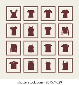 t-shirt fashion wear icon set