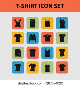 t-shirt fashion wear icon set