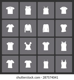 t-shirt fashion wear icon set