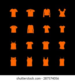 t-shirt fashion wear icon set