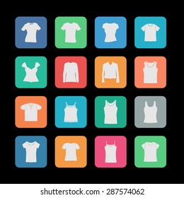 t-shirt fashion wear icon set