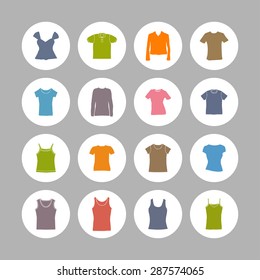 t-shirt fashion wear icon set