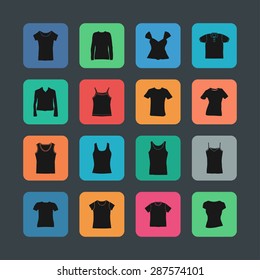 t-shirt fashion wear icon set