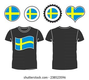 t-shirt with the flag of Sweden. vector illustration. 10 eps