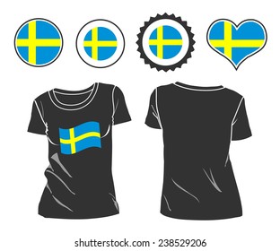 t-shirt with the flag of Sweden. vector illustration. 10 eps