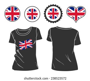 T-shirt with flag of UK. vector illustration
