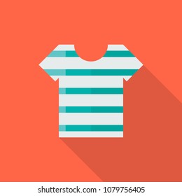 T-shirt flat icon with long shadow isolated on orange background. Simple T-shirt sign symbol in flat style. Man dress Vector illustration.