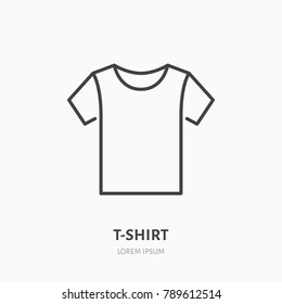 T-shirt flat line icon. Apparel store sign. Thin linear logo for clothing shop.