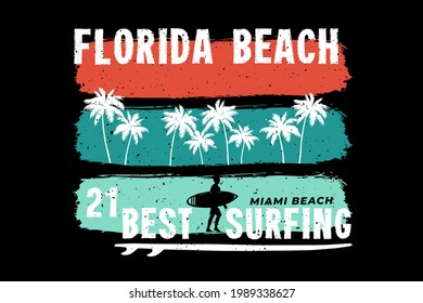 T-shirt florida beach surfing miami retro style