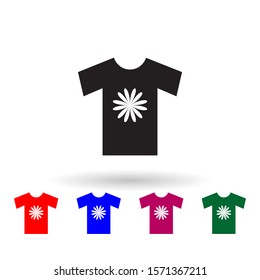 T-shirt with flower multi color icon. Simple glyph, flat vector of print house icons for ui and ux, website or mobile application