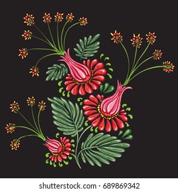 T-shirt flower. 
The Vector pattern flowers in Ukrainian style for T-shirt design or outwear and or material. 