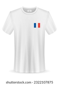 Tshirt with France flag on a white background. Vector illustration.