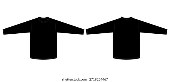 T.Shirt Full Sleeve Black Mockup Template Vektor