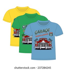 T-Shirt Garage Design.Objects are located on a separate layer.