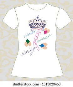 T-shirt, girl, trend, crown, women, rising, background, illustration text