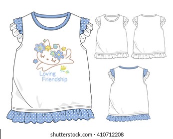T-shirt for girls with print  (cute cat)