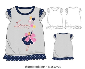 T-shirt for girls with print /template