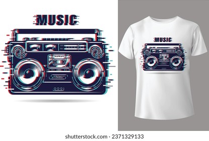 t-shirt glitch music box new stock