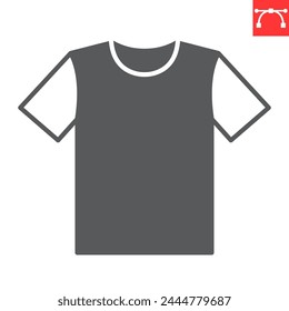 T-shirt glyph icon, clothes and sportswear, unisex t-shirt vector icon, vector graphics, editable stroke solid sign, eps 10.